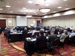 They cram quite a few people into the room for an ARRL Board meeting. 