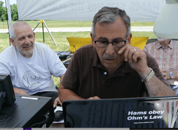 Yours truly coaching Steve, W8AYN, through his first FD QSO. 