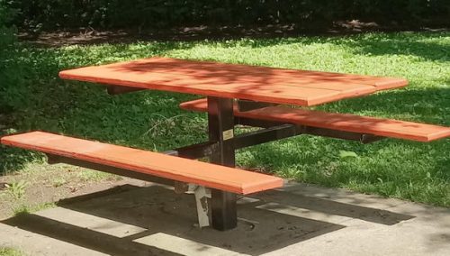 Picnic table at Bandemer Park.